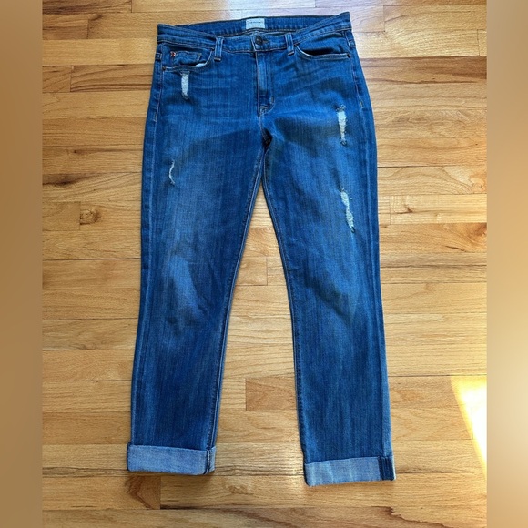 Hudson Tilda Midrise Straight Cuff Distressed Blue Ankle Jeans - Picture 3 of 10